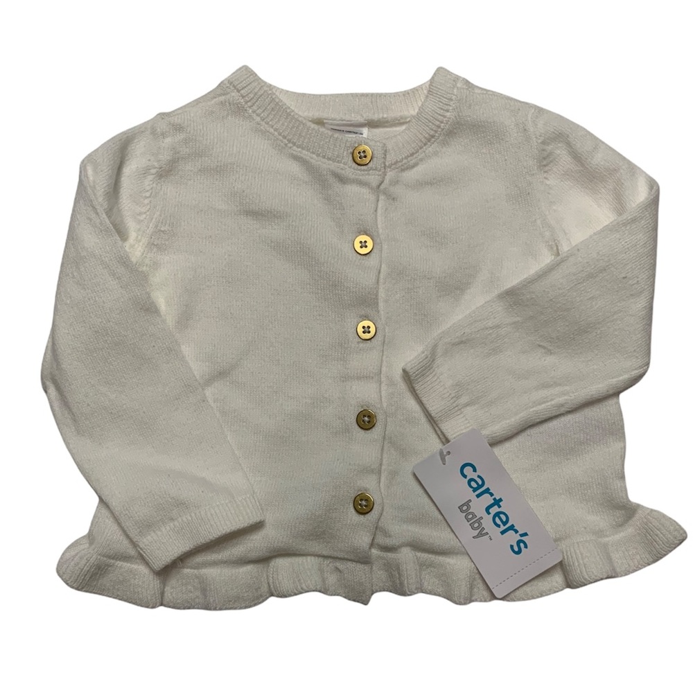 NWT CARTER’S Baby Girl Knitted Cardigan. White
